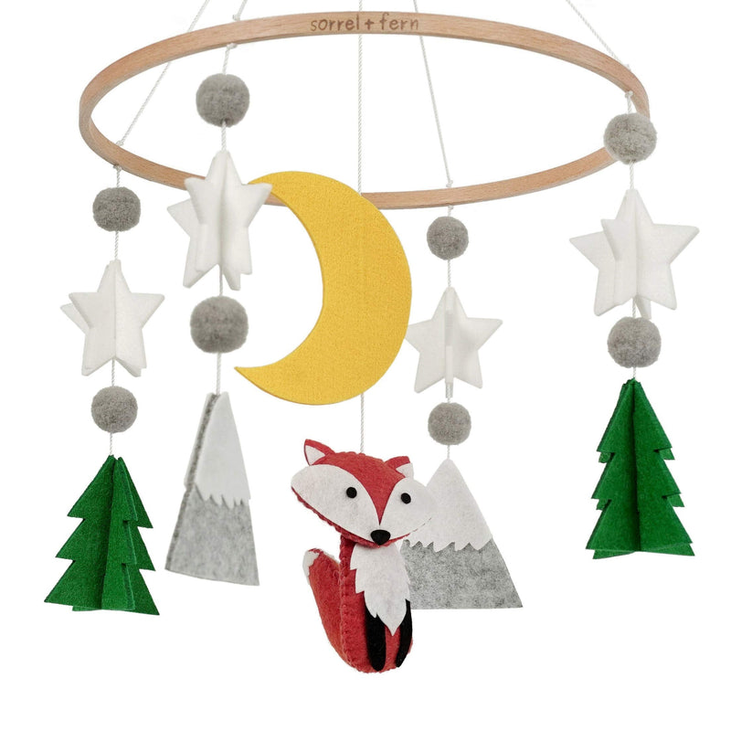 Sorrel + Fern Baby Crib Mobile Woodland Fox -Baby Shower Gift Nursery Decoration I Evergreen with Fox - NewNest Australia