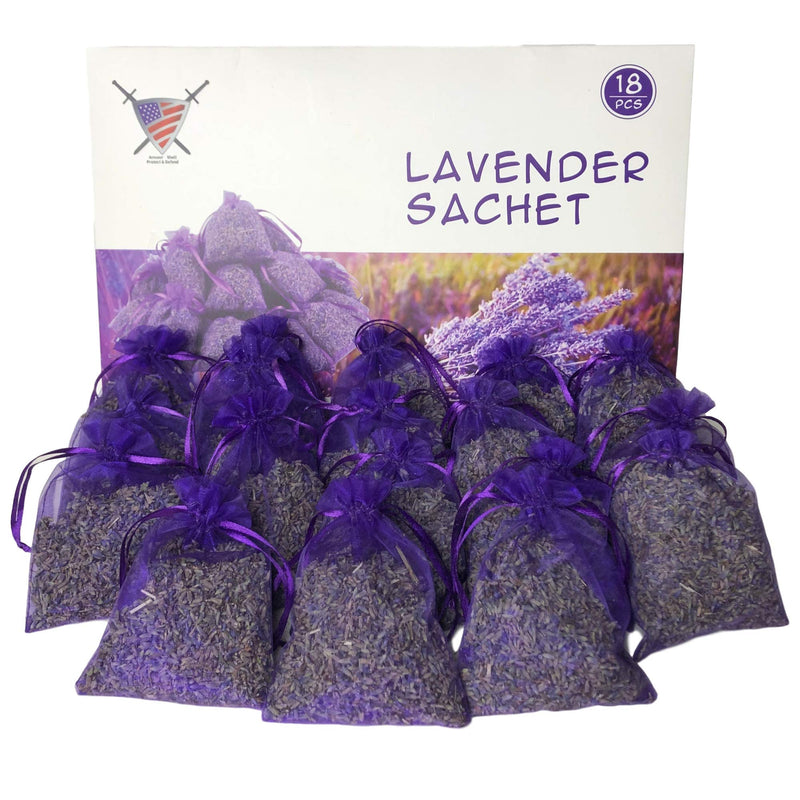 NewNest Australia - Lavender Sachets Moth Repellant - Dried Lavendar Flower Sachet Bags (18 Pack) for Home Fragrance and Long-Lasting Fresh Scents, Natural Moths Repellent for Clothes Closets. Protect & Defend Clothing. 