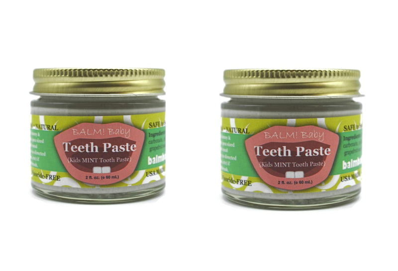Balm Baby Teeth Paste All Natural Fluoride Free Kids Toothpaste with Xylitol • Glass Jar (Zero Waste Packaging) • Made in USA (2 Pack: Mint) 2 Pack: Mint - NewNest Australia