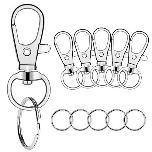 100 Pcs Premium Swivel Snap Hooks with Key Rings,Metal Lanyard Keychain Hooks Lobster Clasps for Key Jewelry DIY Crafts 1.25inch/32mm(50 Pcs Lanyard Snap Hooks+50 Pcs Key Rings) 1.25 inch-32mm - NewNest Australia
