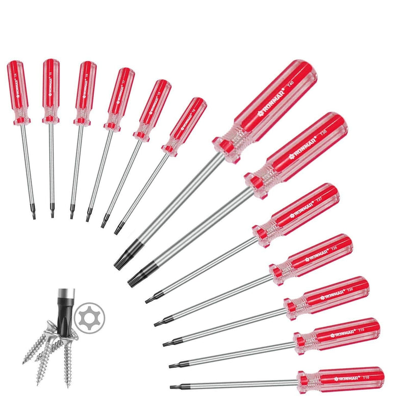 RONMAR 13-Piece Magnetic Torx Screwdrivers Set, Security Tamper Proof, T4、T5、T6、T7、T8、T9、T10、T15、T20、T25、T27、T30、T40 - NewNest Australia