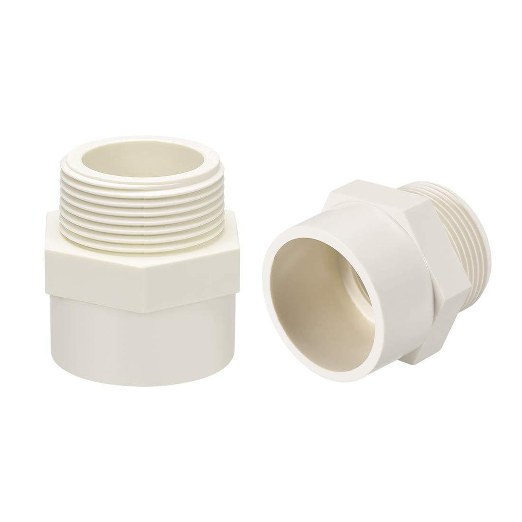 uxcell 50mm Slip X G1-1/2 Male Thread PVC Pipe Fitting Adapter Connector 2Pcs - NewNest Australia