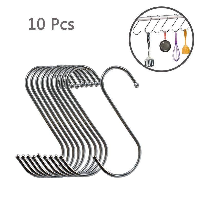 NewNest Australia - LiXiongBao 10 Pack 4.7 Inches Extra Large S Shape Hooks Heavy-Duty Metal Hanging Hooks Apply Kitchenware Bathroom Utensils Plants Towels Cup Pot Bag Jeans Gardening Multiple Uses Tools 