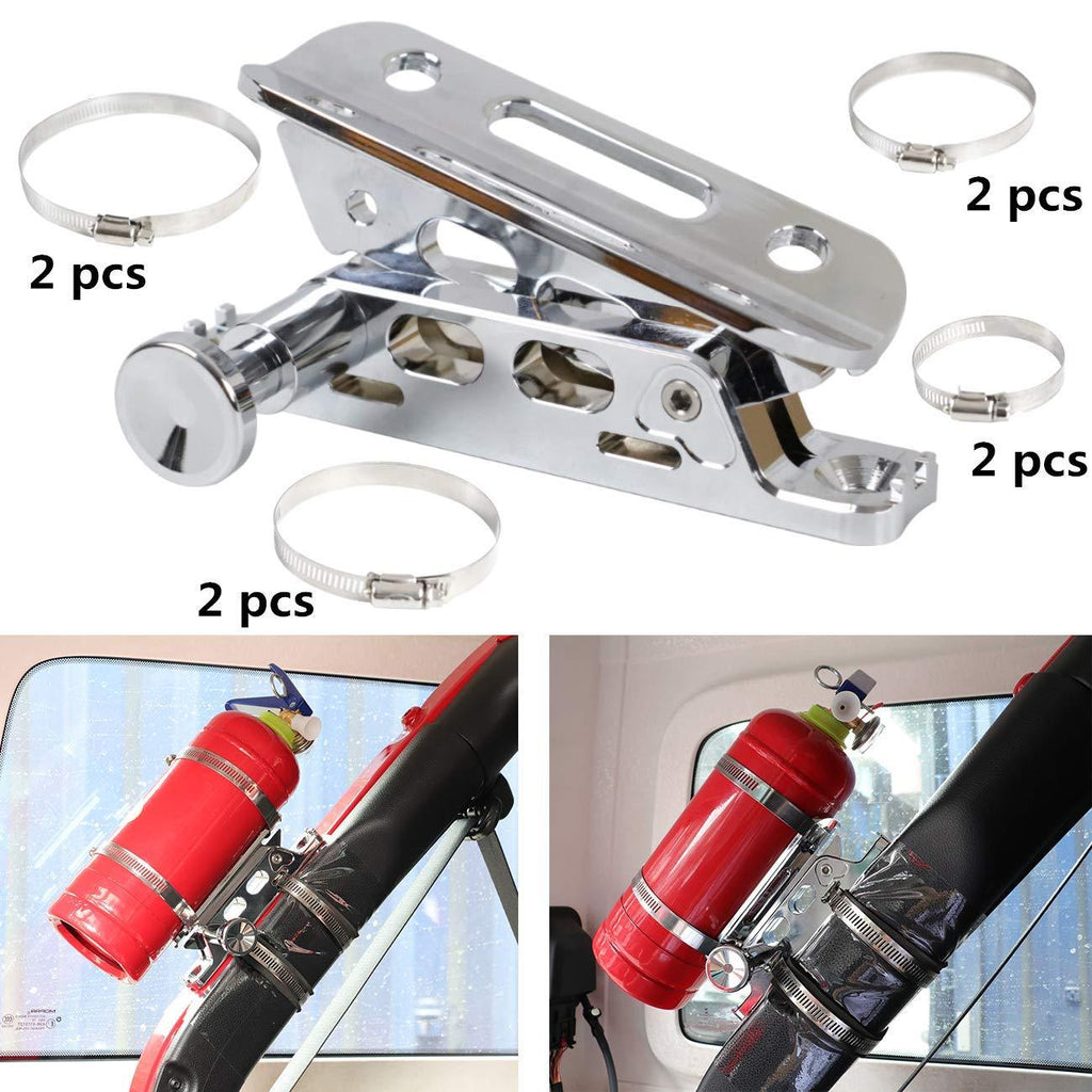 KOLEMO Quick Release Adjustable Roll Bar Fire Extinguisher Holder Mount with 8 Clamps for Jeep Wrangler UTV Polaris RZR Ranger Camper Van with Pillar Universal Vehicle Home and Office,Chrome Chrome - NewNest Australia