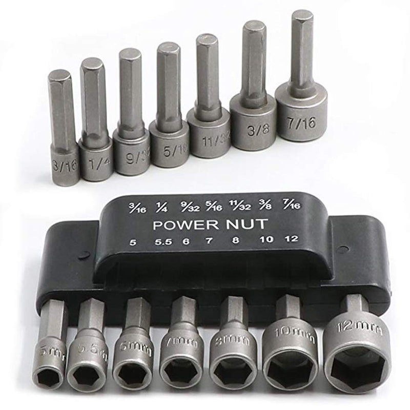 14Pcs Power Nut Driver Drill Bit Set, 1/4” Hex Socket Adapter Bolt Drivers Repairing Tool Kit, Suitable For Quicker Change Chuck, Electric Screwdriver, Hand Drill, Pneumatic Drill, Lithium Drill - NewNest Australia