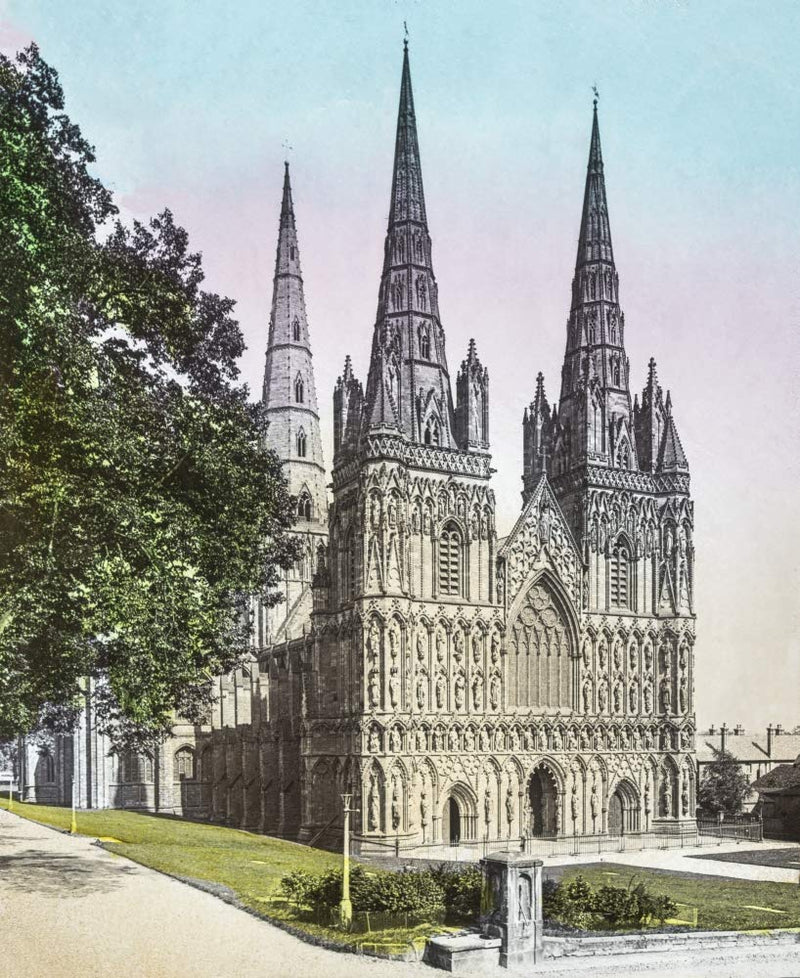 NewNest Australia - Posterazzi DPI12451702 A Hand Coloured Magic Lantern Slide Circa 1900.Lichfield Cathedral Photo Print, 14 x 17, Multi 