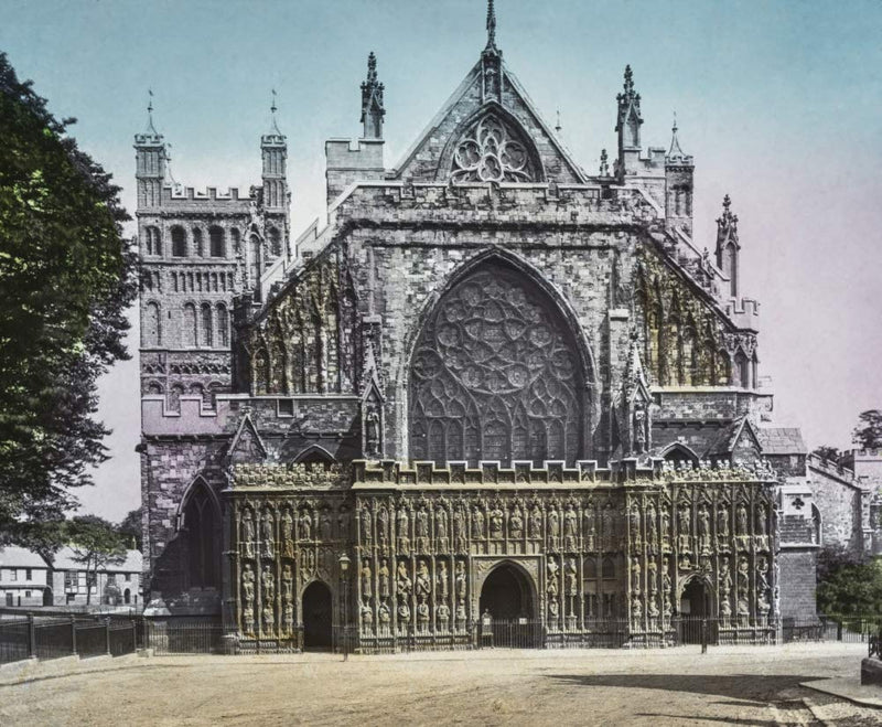 NewNest Australia - Posterazzi DPI12451672 A Hand Coloured Magic Lantern Slide Circa 1900. Exeter Cathedral Photo Print, 17 x 14, Multi 