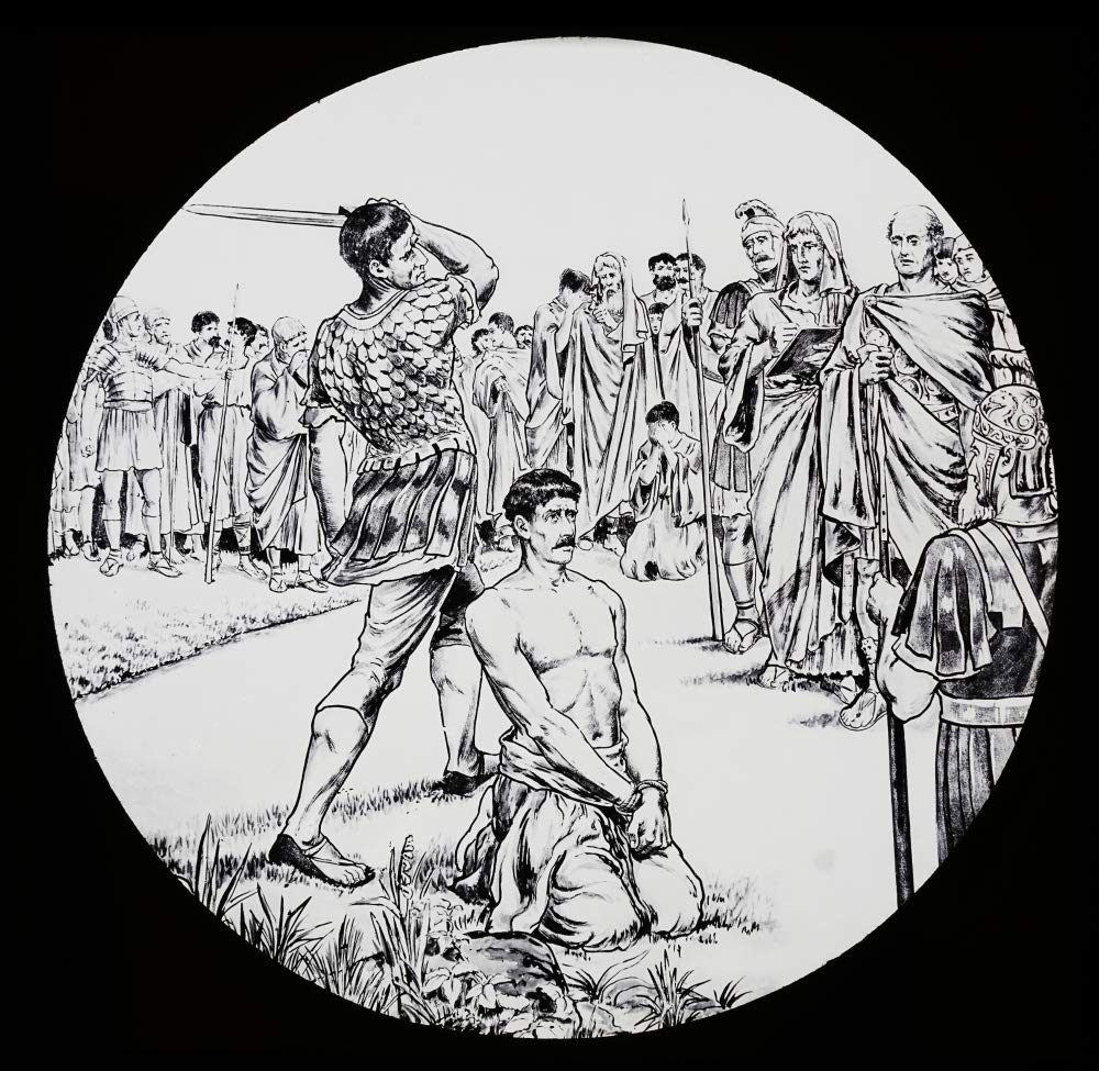 NewNest Australia - Posterazzi DPI12513256 A Magic Lantern Slide Circa 1900. Martyrdom of S. Sebastian. Decapitating, Beheading with a Sword Photo Print, 16 x 16, Multi 