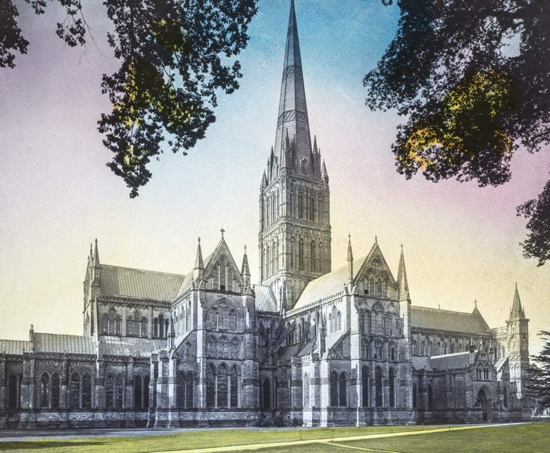 NewNest Australia - Posterazzi DPI12451742 A Hand Coloured Magic Lantern Slide Circa 1900. Salisbury Cathedral Photo Print, 17 x 14, Multi 