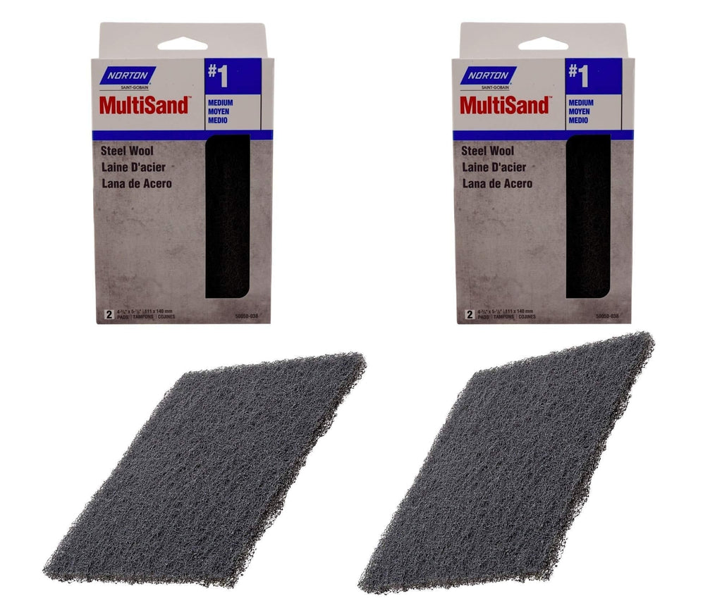 Norton Steel Wool Pads (4 Pack, Grit #1 Medium, 5.5 x 4.4 in) Gray - NewNest Australia