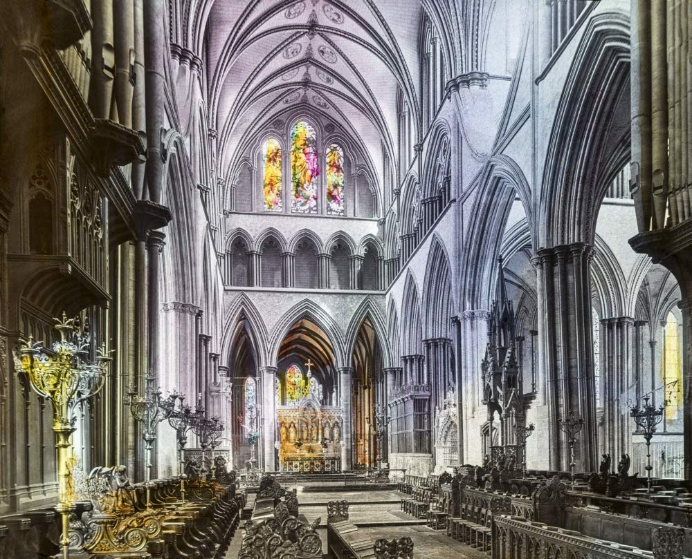 NewNest Australia - Posterazzi DPI12451662 A Hand Coloured Magic Lantern Slide Circa 1900. The Choir Salisbury Cathedral Photo Print, 17 x 14, Multi 