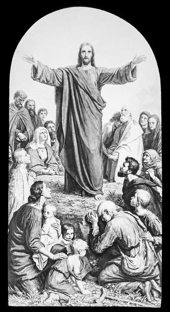 NewNest Australia - Posterazzi DPI12512132 A Magic Lantern Slide Circa 1900. Religious skide Depicting Jesus Teaching The Multitude Photo Print, 11 x 21, Multi 