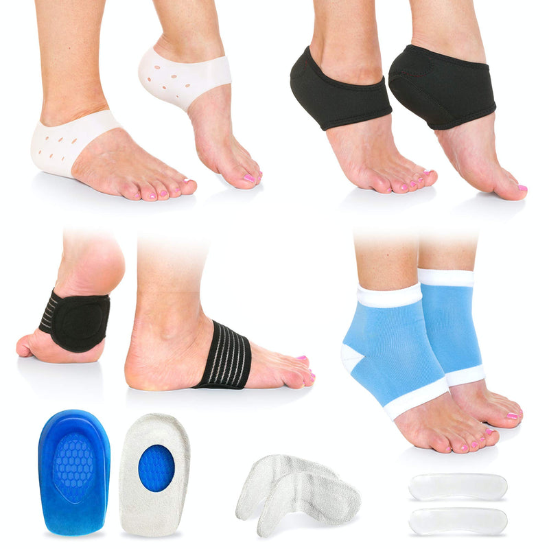 Plantar Fasciitis Foot Pain Relief 14-Piece Kit – Premium Planter Fasciitis Support, Gel Heel Spur & Therapy Wraps, Compression Socks, Foot Sleeves, Arch Supports, Heel Cushion Inserts & Heel Grips SMALL (Women 4 - 7.5) - NewNest Australia