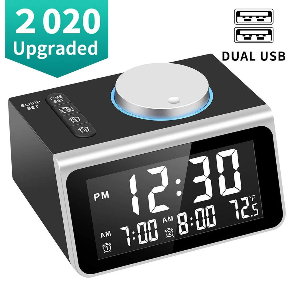 NewNest Australia - Dekala Digital Alarm Clock Radio, Dual Alarm with Snooze Function, Temperature Display, 7 Alarm Sounds, 2 USB Charging Ports, FM Radio Clock w/Battery Backup for Bedrooms, Office, Desk 