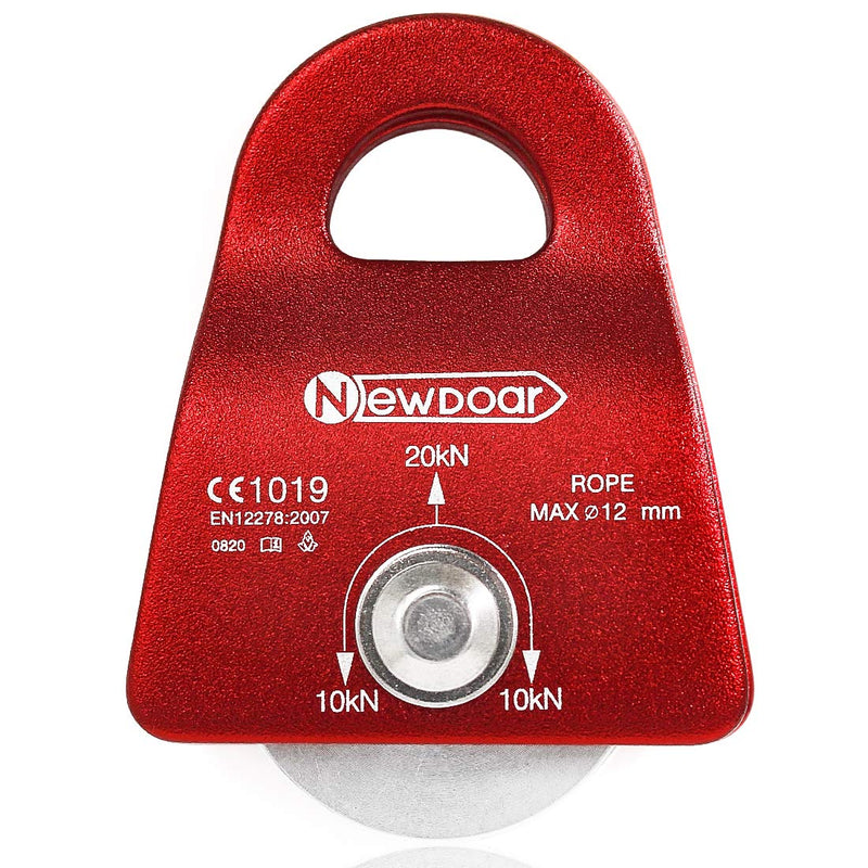 NewDoar CE Certified 20kN Micro Pulley Fixed Side Trolley for Climbing, Rescue Lifting,Hitch Tending One Unit (20KN Pulley Red) - NewNest Australia