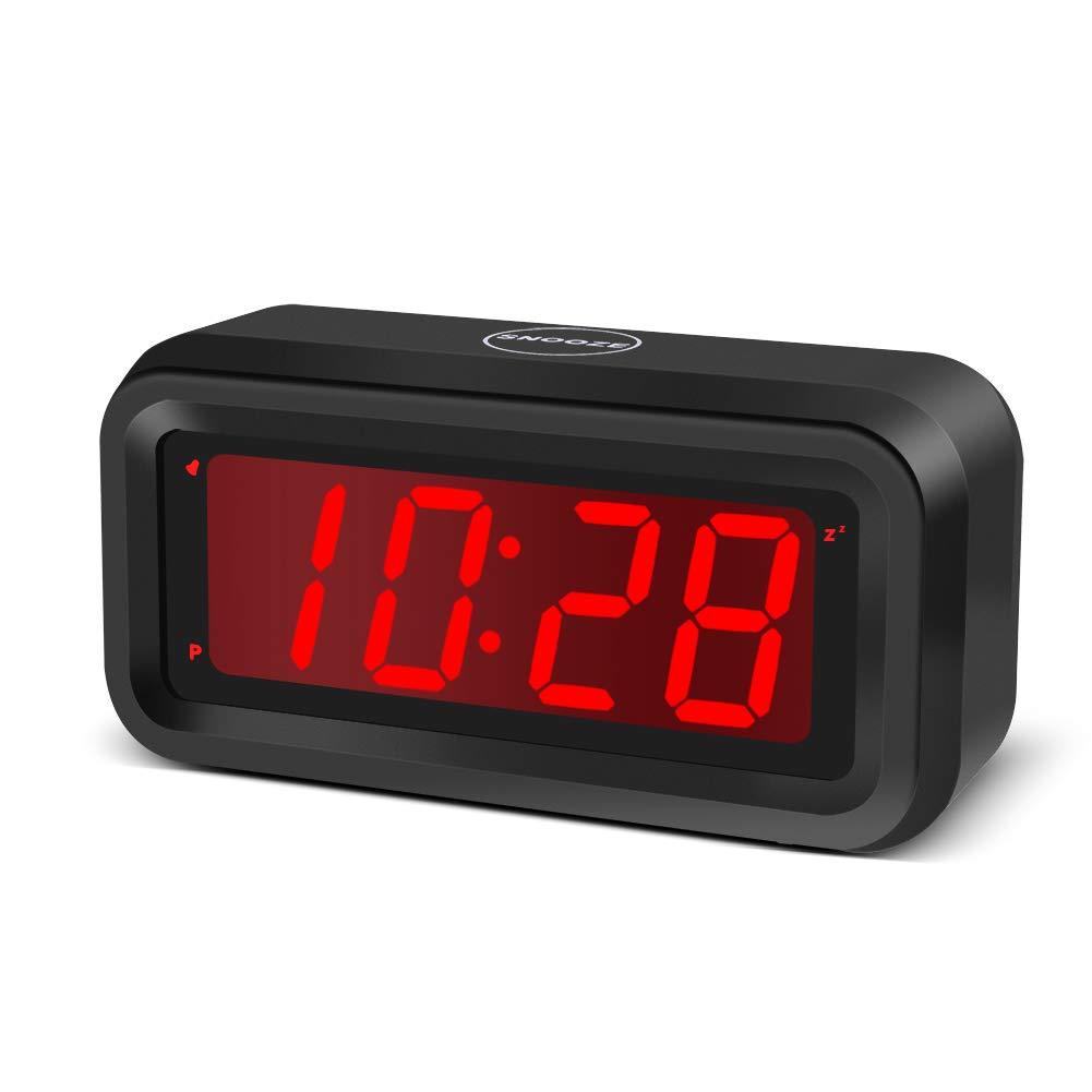 NewNest Australia - EUTUKEY Digital Alarm Clock Battery Operated Only, 4pcs AA Batteries Keep Cordless Clock Running More Than 1 Year, 4" Red LED Jumbo Display, for Bedroom, Kids, Travel, Bedside, Shelf 