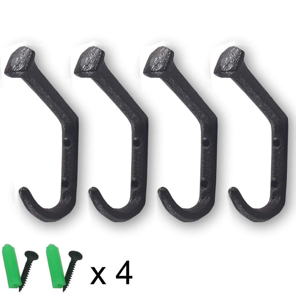 NewNest Australia - Tinsow 4 Pcs Wall Mount Coat Hanger Hooks Rustic Farmhouse Cast Iron Towel Hanger 