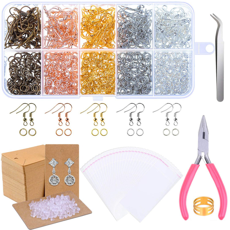 Earring Making Supplies, Paxcoo 1350pcs Earring Making Kit with Earring Hooks, Jump Rings, Pliers, Earring Backs, Earrings Holder Cards and Clear Bags for DIY Earring Supplies and Earring Findings - NewNest Australia