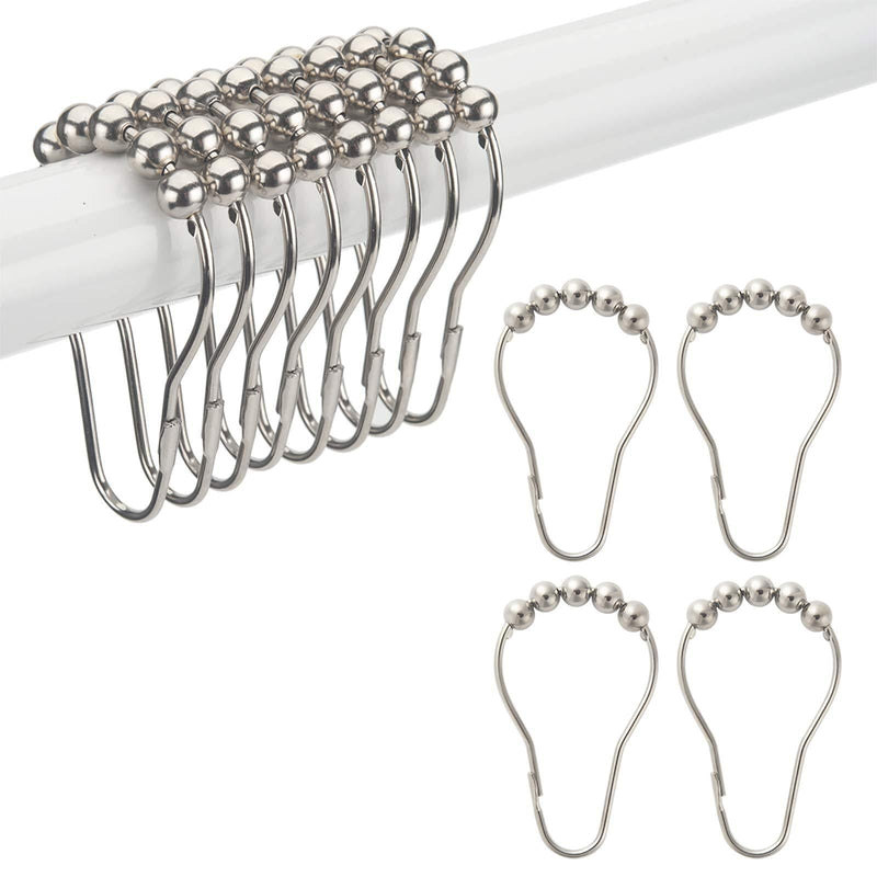 Titanker Shower Curtain Hooks Rings, Rust-Resistant Metal Shower Curtain Hooks Rings for Bathroom Shower Rods Curtains - Set of 12, Nickel - NewNest Australia