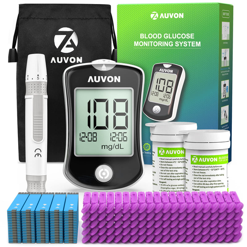 AUVON High-Tech Blood Sugar Test Kit, Diabetes Glucose Monitor with 100 Glucometer Strips, 100 Lancets and I-QARE DS-W Blood Glucose Monitoring System (No Coding Required) - NewNest Australia