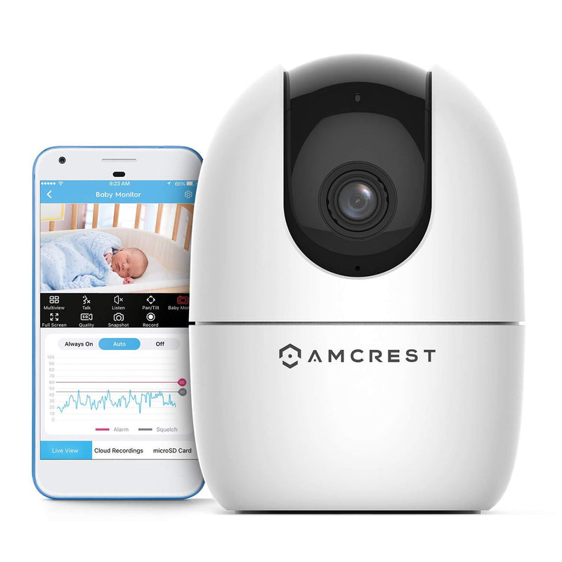 Amcrest 1080P WiFi Camera Indoor, Nanny Cam, Dog Camera, Sound & Baby Monitor, Human & Pet Detection, Motion-Tracking, w/ 2-Way Audio, Phone App, Pan/Tilt Wireless IP Camera, Night Vision, Smart Home ASH21-W (White) - NewNest Australia