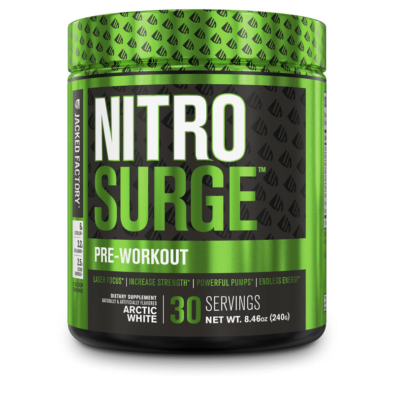 NITROSURGE Pre Workout Supplement - Endless Energy, Instant Strength Gains, Clear Focus, Intense Pumps - Nitric Oxide Booster & Powerful Preworkout Energy Powder - 30 Servings, Arctic White - NewNest Australia