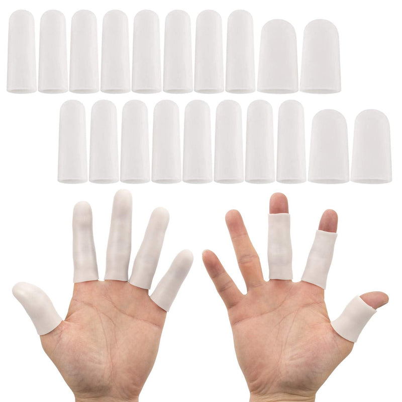 Gel Finger Support Protector Gloves, Gel Finger Cots/Covers - Different Sizes Silicone Fingertips for Hands Cracking, Eczema Skin (20pcs White) - NewNest Australia