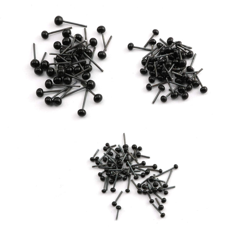 NX Garden Glass Eye 150PCS 2/3/4mm Black Beans Needle Type Glass Eyes Balls for Puppet Doll Craft - NewNest Australia