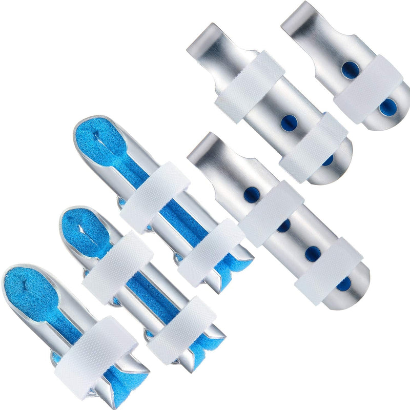 6 Pieces Finger Splints Metal Finger Support Finger Stabilizer for Adults and Children Finger Knuckle Joint Fixation, 3 Sizes (Blue) Blue - NewNest Australia