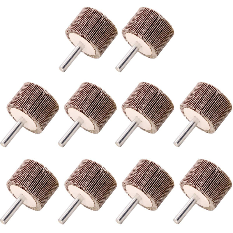 Koopi 10 Pack 1-3/8" x 1" x 1/4" Shank Mounted Flap Wheels, 120 Grit Aluminum Oxide Sanding Flap Wheels for Drill - Abrasive Grinding Tool - NewNest Australia