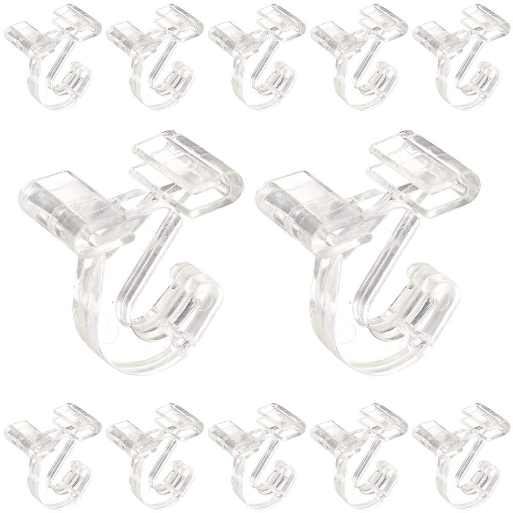 NewNest Australia - SharpTank Clear Hinged Ceiling Hooks - 12 Pack of T-Bar Track Clips for Suspended Ceilings - Hooks for Hanging Classroom Decorations, Office Signs, Plants - Holds up to 10 lbs 