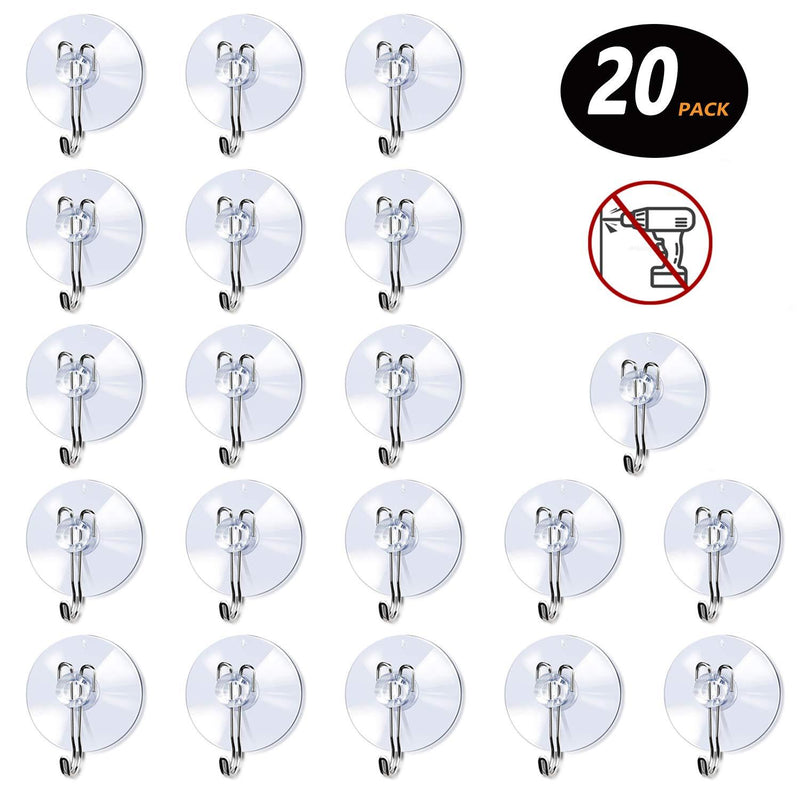 NewNest Australia - 20 Pack Suction Cup Hooks, Hooks for Smooth Surface, Waterproof Hooks for Office, Home, Kitchen, Bathroom 