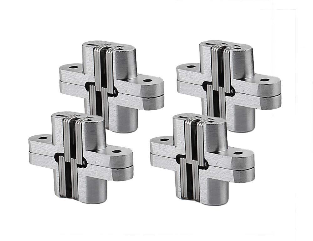 2pair (4pcs) of 1-3/4'' Hidden Hinges Stainless Steel Invisible Door Hinges Concealed Barrel Wooden Box Silver - NewNest Australia