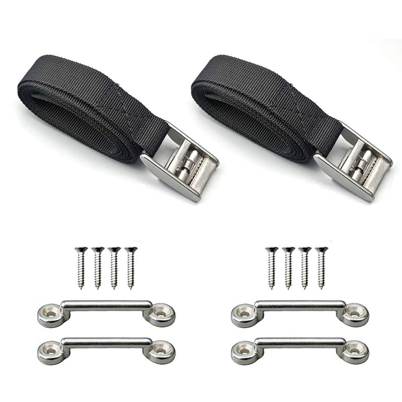 Pool spa Part 2 Pack 56" Battery Tie Down Strap Kit Battery Hold Down Strap with Stainless Steel 316 Buckle, 4 Stainless Steel 316 Eye Strap Mounts, 8 SS Screws - NewNest Australia