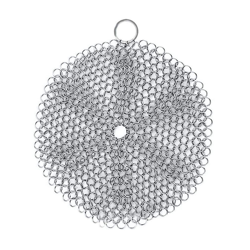 Synra Cast Iron Scrubber, 7 Inches Diameter, Round 316 Premium Stainless Steel, Lightweight, Flexible Chainmail Scrubber, Cleans Cookware with No Scratches or Residue - NewNest Australia
