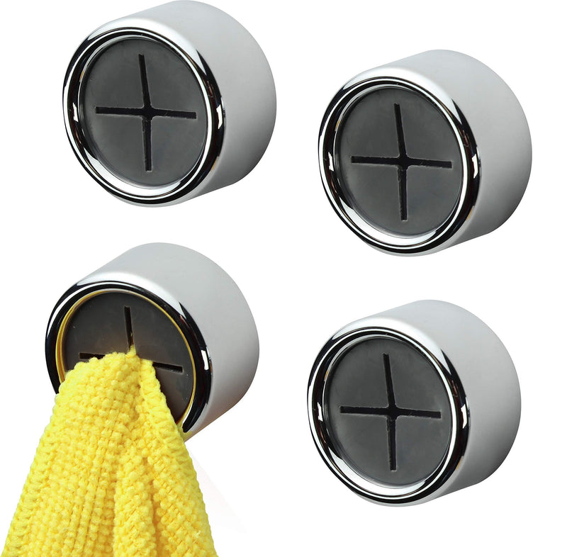 NewNest Australia - S&T INC. Round Adhesive Kitchen Hand or Dish Towel Push Hooks for Home, Bathroom, or Garage, Wall Mount Hardware Included, Grey, 4PK 