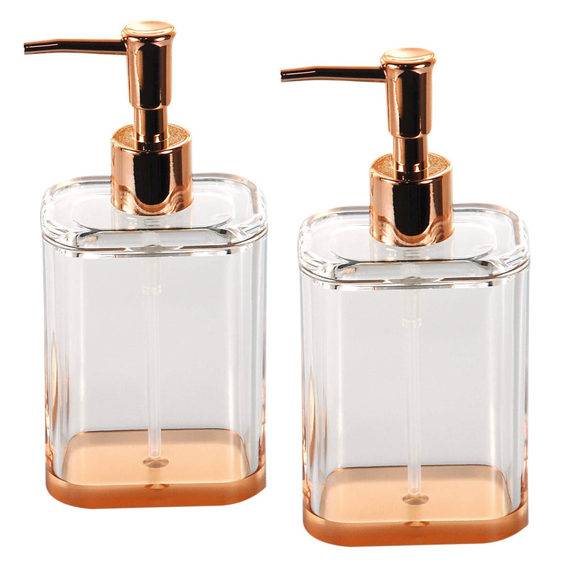 COM.TOP-Acrylic Soap Dispenser Set, Bathroom Accessories Set, Countertop Dispenser for Liquid Soap or Lotion (Rose Gold/Clear) Rose Gold/Clear - NewNest Australia