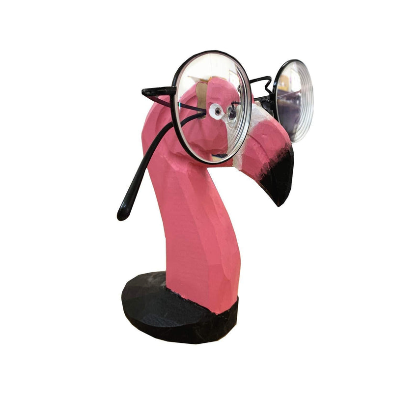 NewNest Australia - TANG SONG Creative Wood Hand Carved Eyeglass Holder Handmade Nose Flamingo Stand for Office Desk Home Decor Gifts 