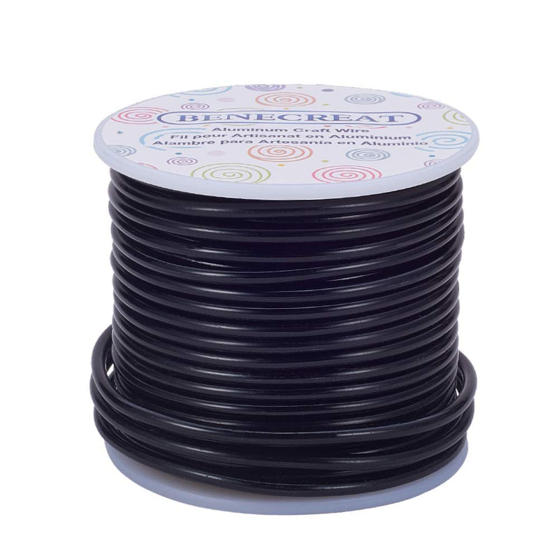 BENECREAT 9 Gauge Jewelry Craft Aluminum Wire 55 Feet Bendable Metal Sculpting Wire for Craft Floral Model Skeleton Making (Black, 3mm) Black - NewNest Australia