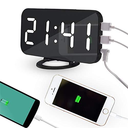 NewNest Australia - Vittqsuier Digital Alarm Clock with USB Charger Port and LED Display, Easy Snooze Function,Auto Dimmer Mode,Modern Mirror Desk Wall Clock for Living Room,Bedroom,Office 