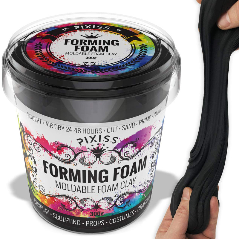 Foam Clay Moldable Cosplay Air Dry by Pixiss (300 Gram Black) – High Density and Perfect for Intricate Designs | Air Dry to Perfection | Great for Cutting with Knife or Rotary Tool, Sanding or Shaping - NewNest Australia