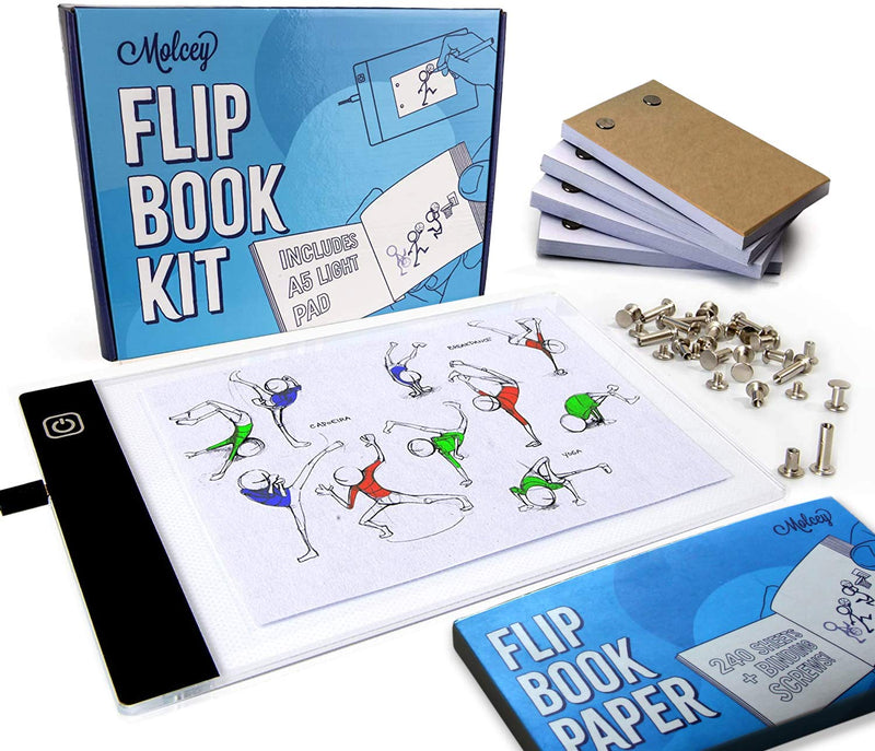 Flip Book Kit - LED Lightbox for Drawing and Tracing & 240 Sheets Animation Paper for Flip Books A5 Flipbook Kit: Led Light Box/Light Tablet for Tracing Flip Book Paper with Screws Flipbook Light Pad - NewNest Australia