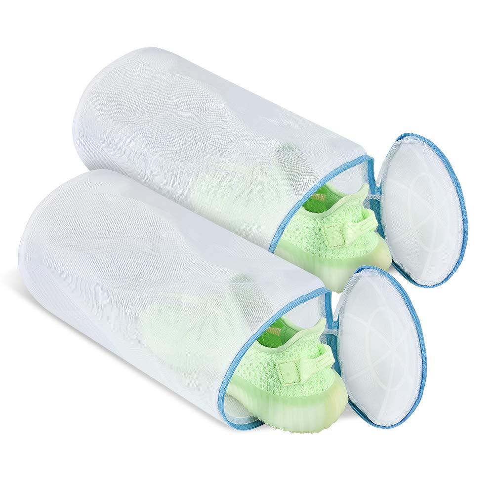 NewNest Australia - OTraki Shoes Laundry Bags 2 Pack 6 x 12 inch Sneaker Mesh Washing Bag with Durable Zipper Washer Machine Dryer Cleaning Protector Net for Knitted Sock Shoe Delicates Woven Slipper Bra White 