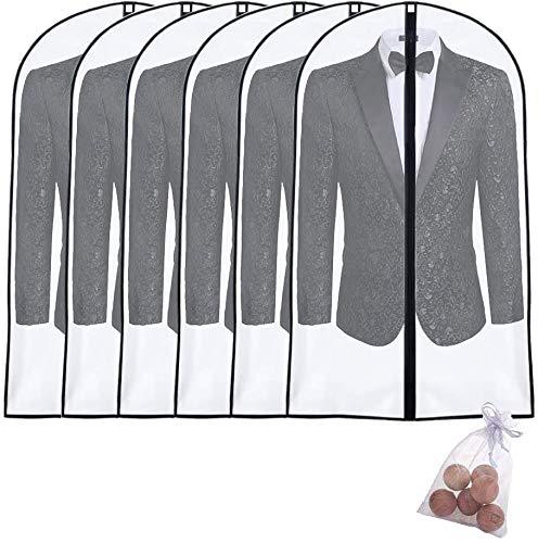 NewNest Australia - UOUEHRA Moth Proof Garment Bags 40 inch Hanging Lightweight Breathable Suit Dust Covers with Study Full Zipper and Cedar Balls for Storage Clothes [24'' X 40'']-Black+Cedar Balls 