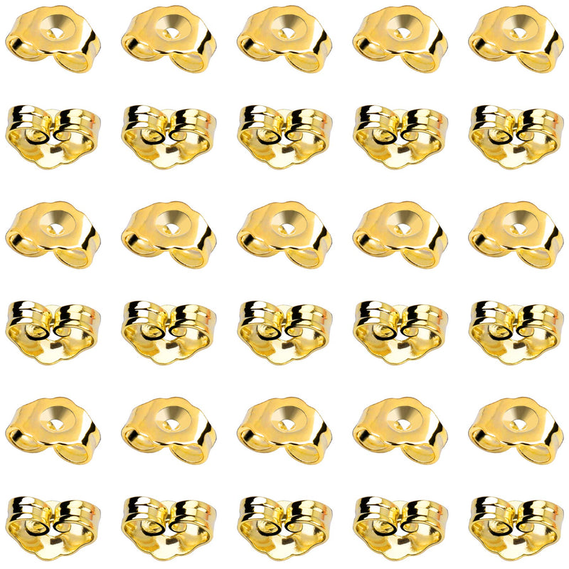 SANNIX 30pcs/15 Pairs Gold Plated Earring Backs Yellow Replacement Secure Ear Lockings - NewNest Australia