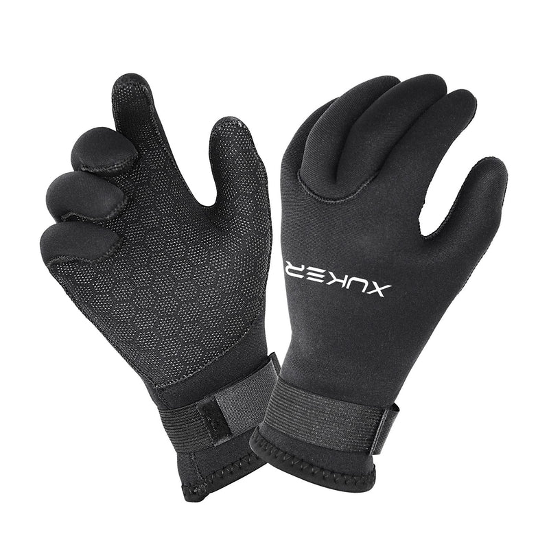 XUKER Water Gloves, 3mm & 5mm Neoprene Five Finger Warm Wetsuit Winter Gloves for Scuba Diving Snorkeling Paddling Surfing Kayaking Canoeing Spearfishing Skiing 5mm-black Medium - NewNest Australia