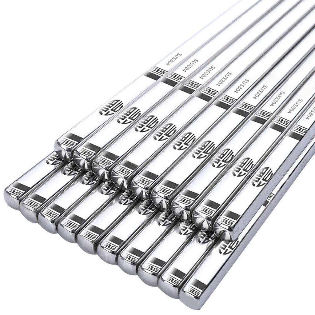 NewNest Australia - Chopsticks Reusable Metal Chopsticks 304 Stainless Steel Chopsticks Lightweight Travel Reusable Chopsticks (10 pairs stainless steel chopsticks) 10 pairs stainless steel chopsticks 