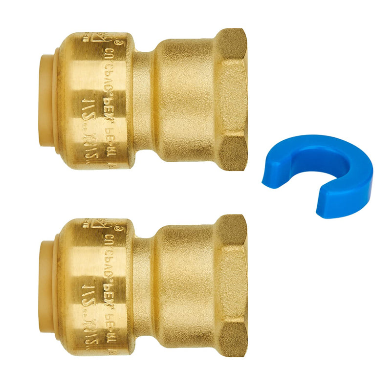 SUNGATOR Straight Connector Plumbing Fitting, Female Adapter 1/2-Inch by 1/2-Inch Push Fit PEX Fittings with Disconnect Clip, Push-to-Connect Copper, CPVC, Lead Free Brass Pipe Fittings (2-Pack) 2 Pack - NewNest Australia