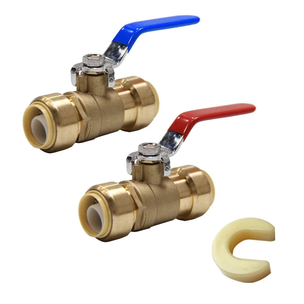 (Pack of 2) EFIELD Höger 1/2 Inch Push-Fit Full Port Ball Valve HOT AND COLD With A Dsicoonect Clip, No Lead Brass UPC Certified-2 Pieces - NewNest Australia