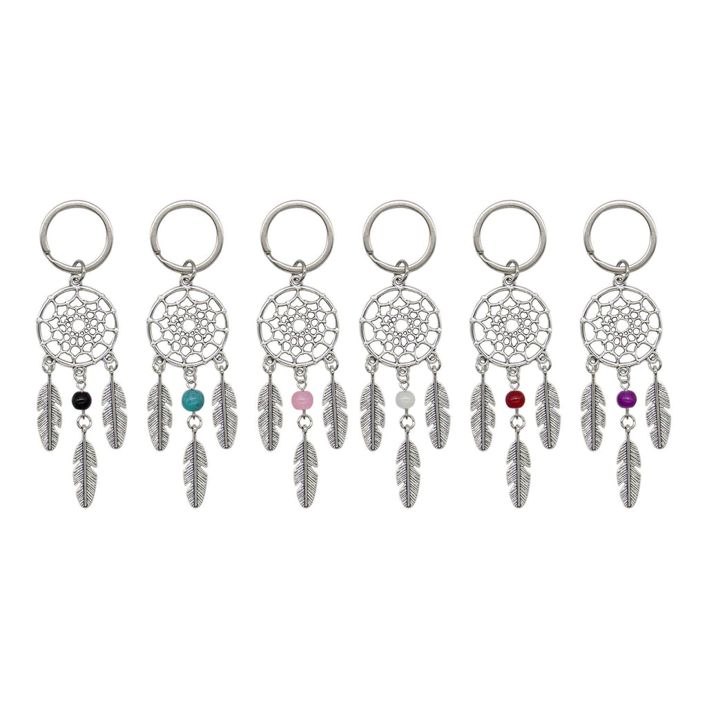 NewNest Australia - AUEAR, 6 Pack Dream Catcher Keychain Silver Handmade Dream Catcher Key Ring for Key Bag Ornament Accessories 